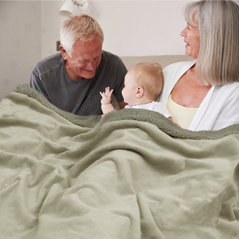 Taupe Waterproof Sherpa Fleece Reversible Blanket, 60" x 80"