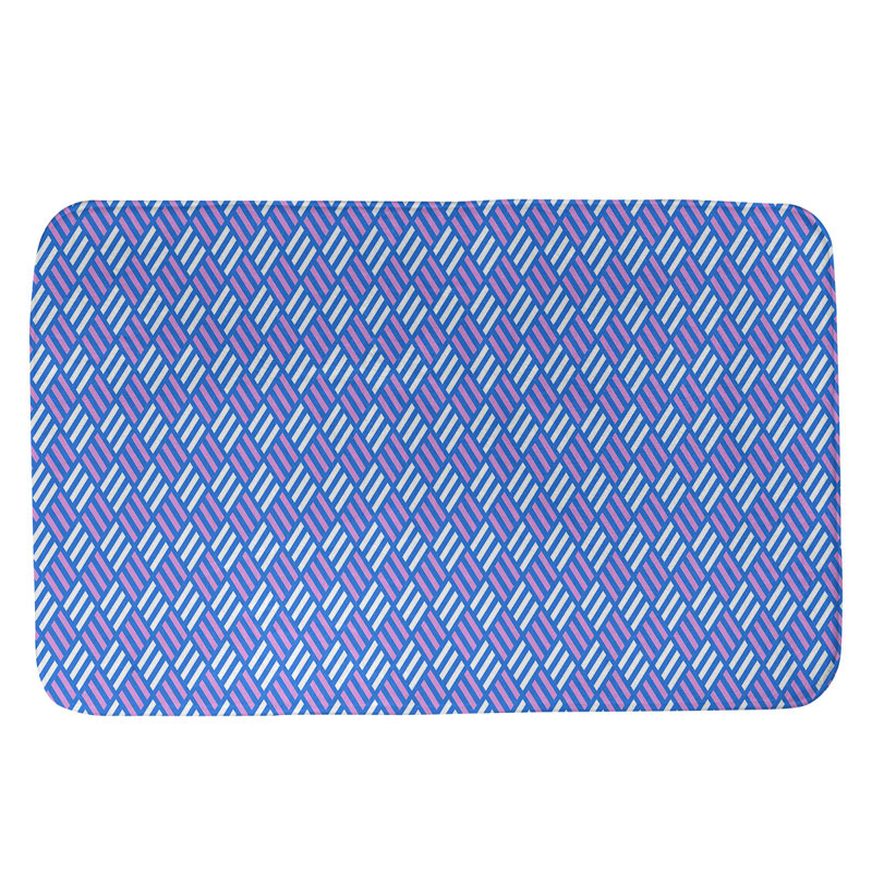 Tapis pour salle de bain diamants Kitterman, l 17 po x L 24 po, Bleu foncé et mauve