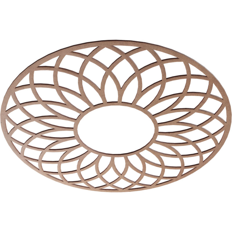 Médaillon de plafond en bois ajouré Cannes, Bois (qualité peinture), H 36 po x l 36 po x P 0,38 po