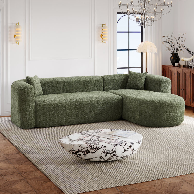 Canapé modulaire Modern, Chenille verte, Orienté à droite