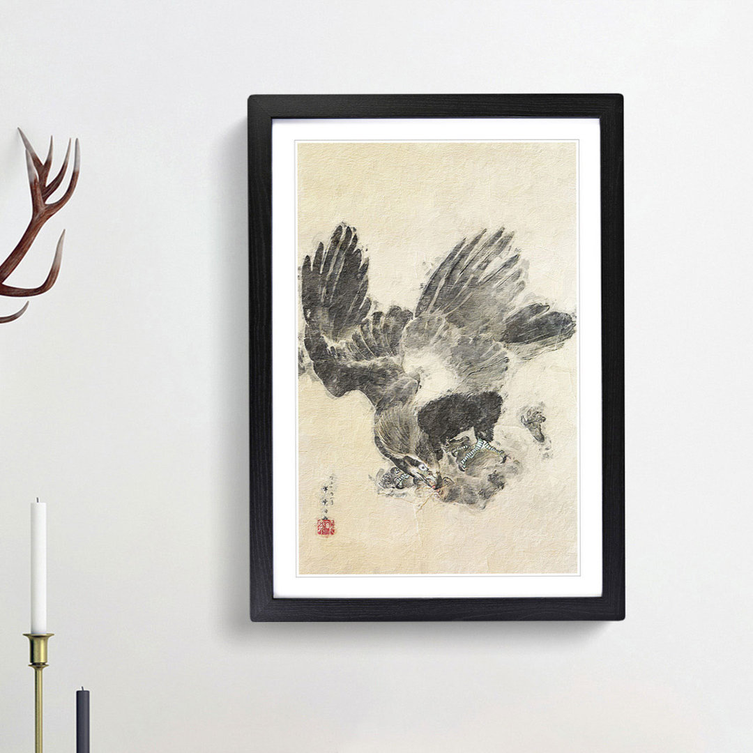 Eagle Attacking a Monkey by Kawanabe Kyosai - Picture Frame Painting Print