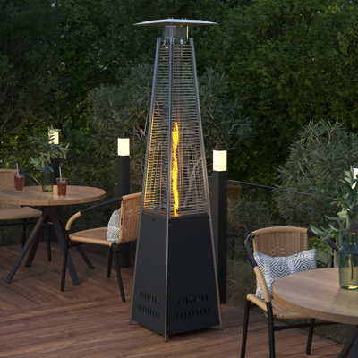 Chauffe-terrasse d'extérieur au propane en acier inoxydable avec roulettes 42 000 BTU Sol pour une utilisation commerciale et résidentielle