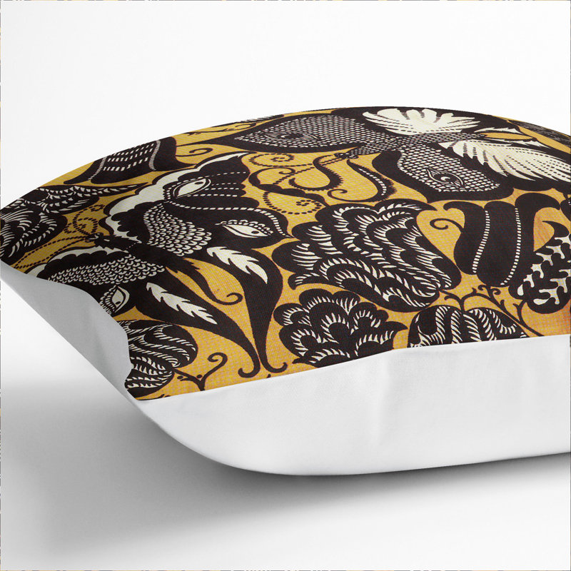 Butterfly Design Square Throw Cushion, White, 40cm H x 40cm W x 15cm D