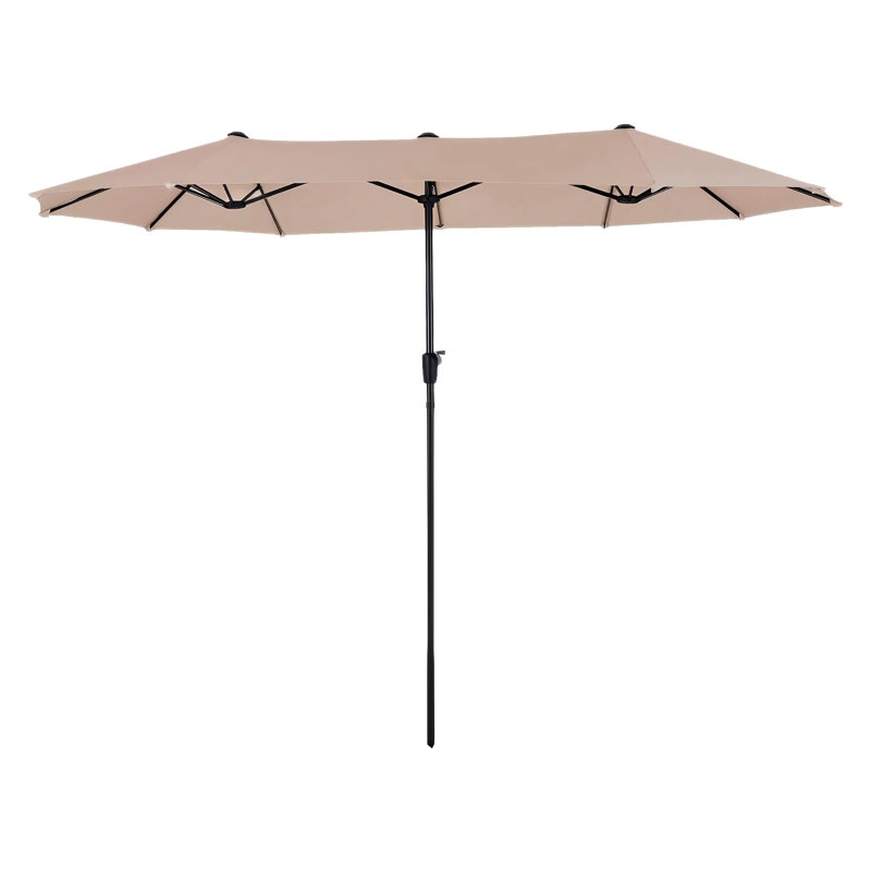 Large Patio Umbrella For 6-8 Person Rectangular/Oval Table, 12 Ribs Rustproof Steel Frame, Uv Protected Waterproof, Easy Crank Lift