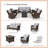 Arde 7-Person Outdoor Wicker Patio Set with Fire Pit Table & Swivel Chairs