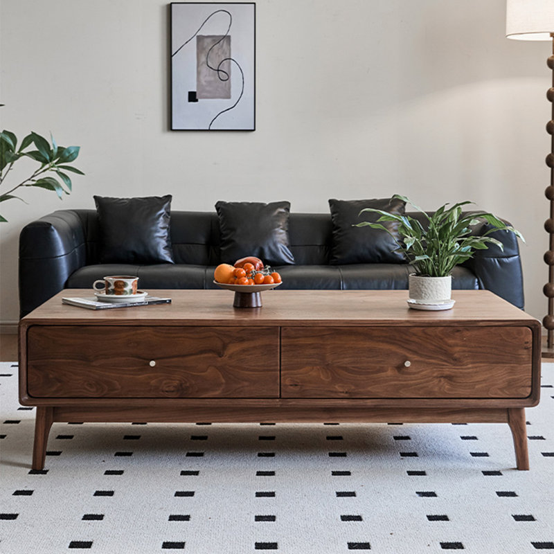 Table basse moderne en bois massif rectangulaire, H 16,5 po x L 47,2 po x l 23,6 po