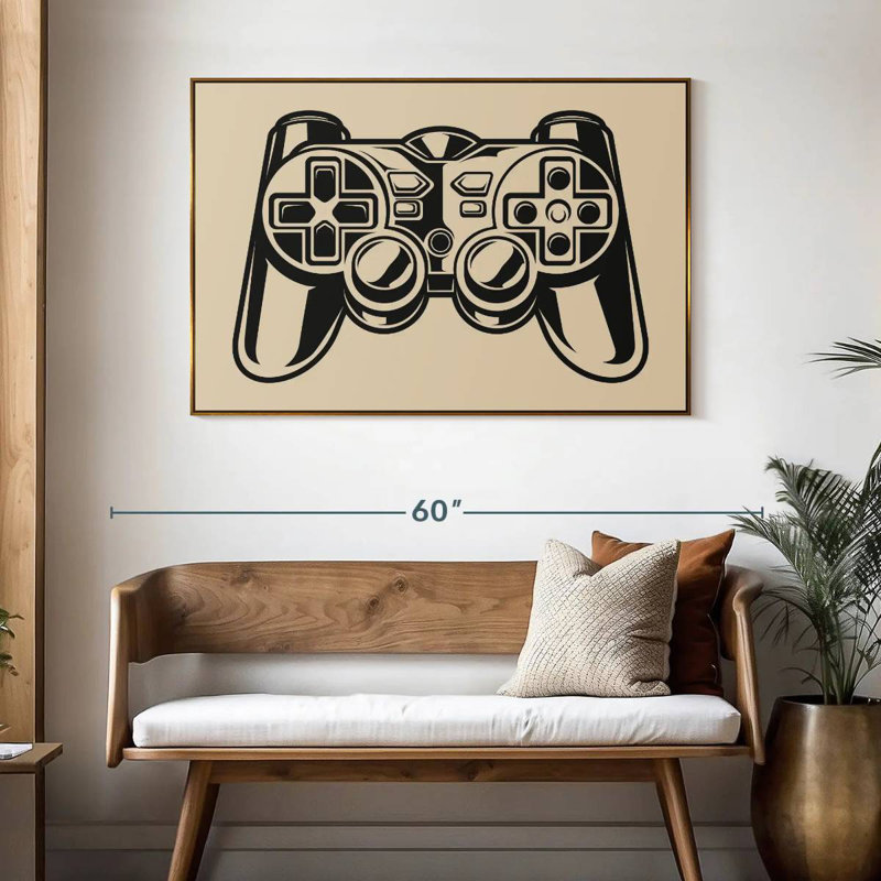 Illustration du contrôleur de jeu, 46 po x 31 po, Cadre flottant doré