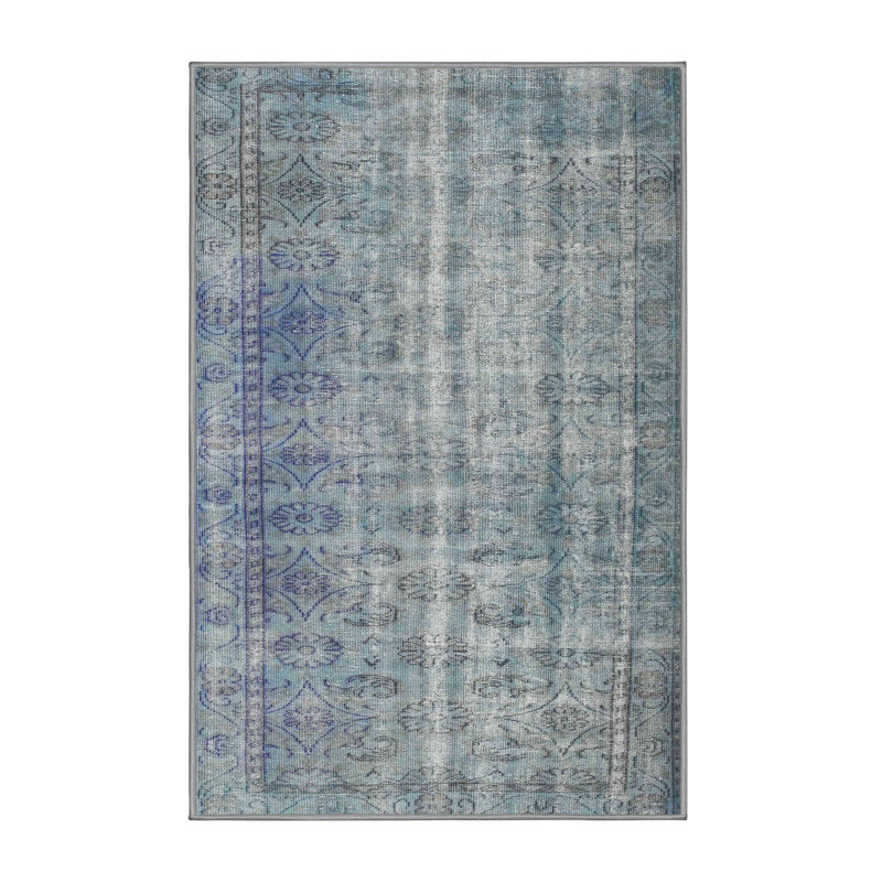 Tapis gris/bleu zone contemporaine, Rectangle 5 pi x 8 pi