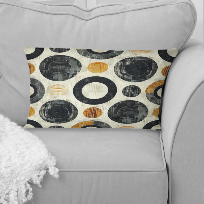 Coussin lombaire Mid-Century rétro gris anthracite I