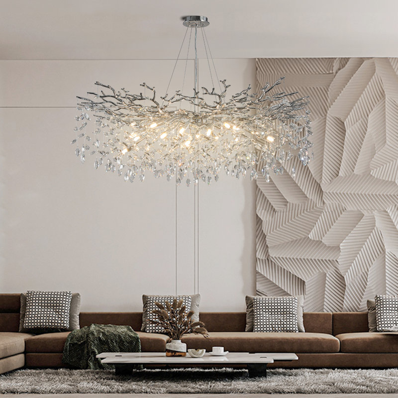 Lustre en cristal Paree Luxury, H 17,7 po x l 47,2 po x P 47,2 po, Noir mat