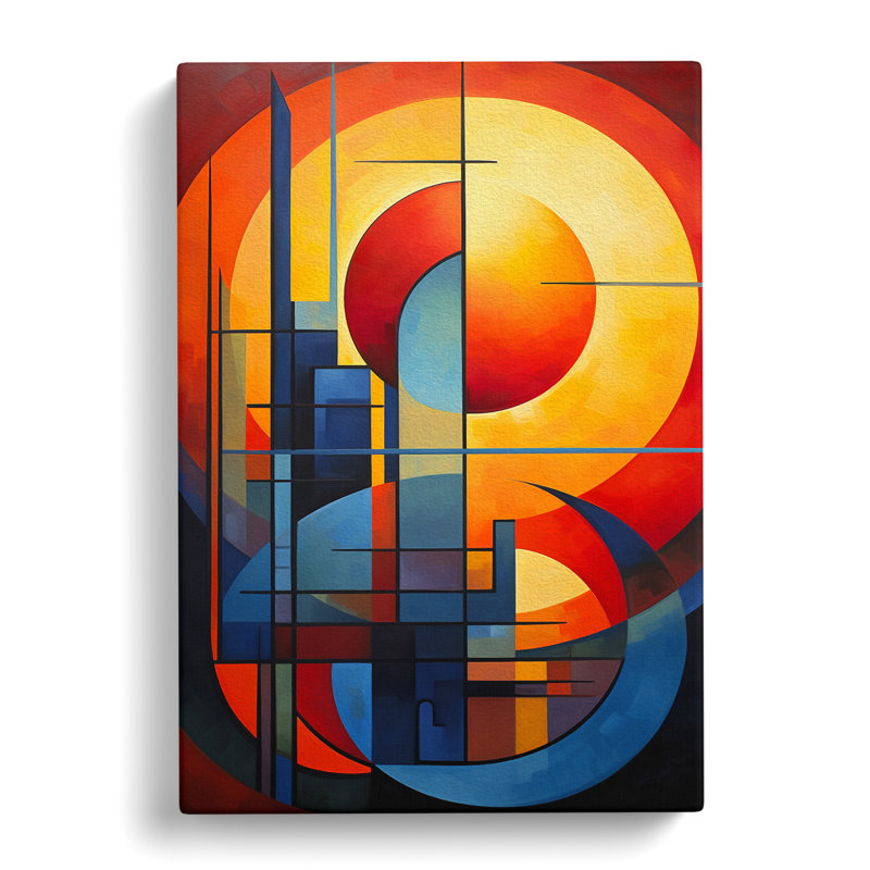 Deco Sunset Cubism No.2 - Wrapped Canvas, 60cm H x 40cm W x 3cm D