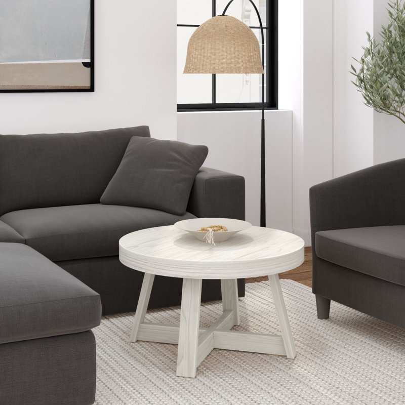 Byard Solid Wood Single Coffee Table, 17.5" H x 30" L x 30" W, White Sand