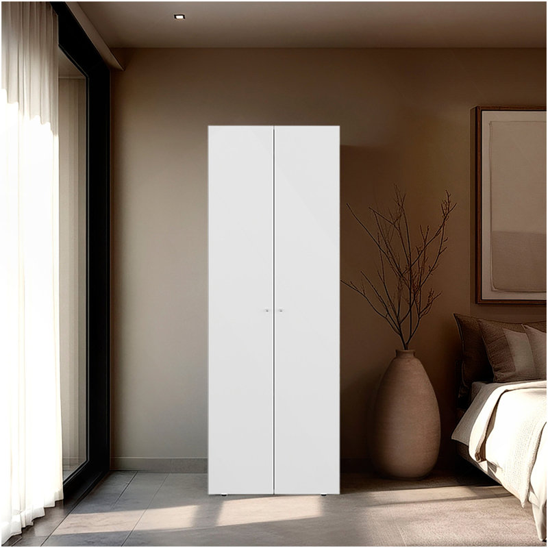 Grande armoire-penderie blanche à 2 portes, Blanc