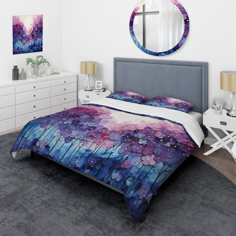 Ensemble de housse de couette Indigo Dreams II - Abstract Landscape, Housse de couette pour grand lit et 2 taies décor