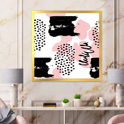 «Pink and Grey Retro Polka Dot Clouds II», reproduction d'art sur toile moderne