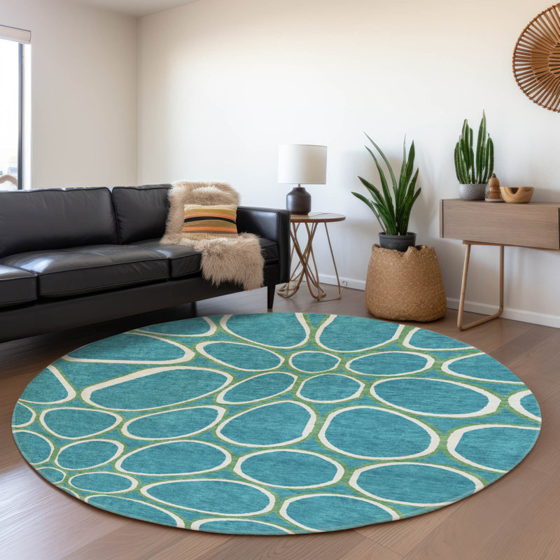 Premium Machine Washable Cossette AMF1041 Circles Rug, Round 8'