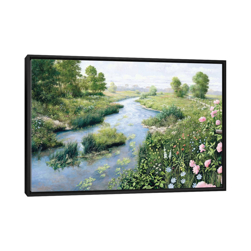 «Summer», reproduction sur toile, H 18 po x l 26 po x P 1,5 po, Toile avec cadre noir, Pas de tapis