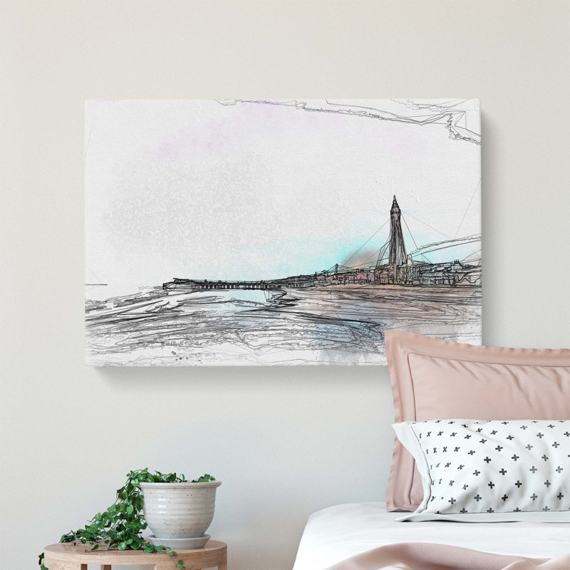 Blackpool Tower and Beach - Wrapped Canvas, 91.4 cm H x 61 cm W