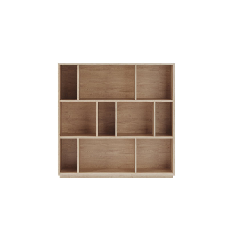 Geonna 117cm H x 111.5cm W Geometric Bookcase, Light Oak