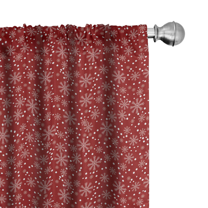 Winter Season Holiday Themed Vibrant Background Snowflakes with Polka Dot, Window Treatments Semi-Sheer Rod Pocket Sliding Panel
