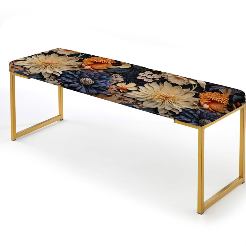 Tapisserie exotique - Motif bohème - Banc rembourré or floral