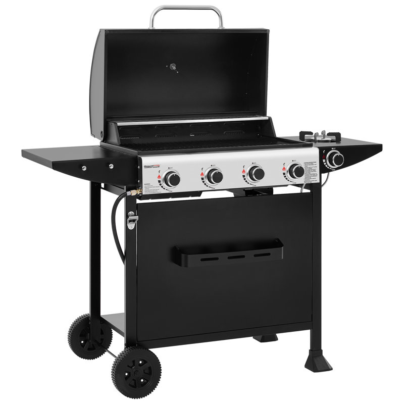 Barbecue au gaz à 4 brûleurs avec brûleur latéral Royal Gourmet, noir
