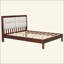 Structure de lit plateforme en bois massif avec tête de lit tapissier en velours beige, aucun sommier tapissier requis-129743465-129743464