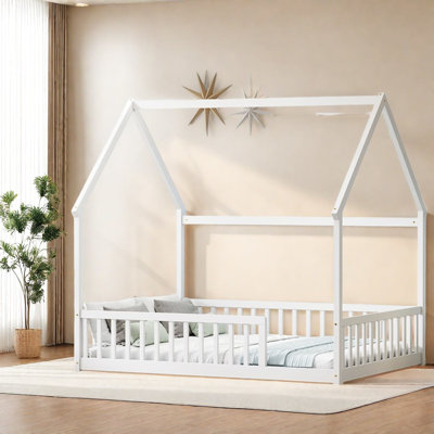 Lits de plancher Safe House, structure en bois de pin massif, style maison de campagne pour enfants