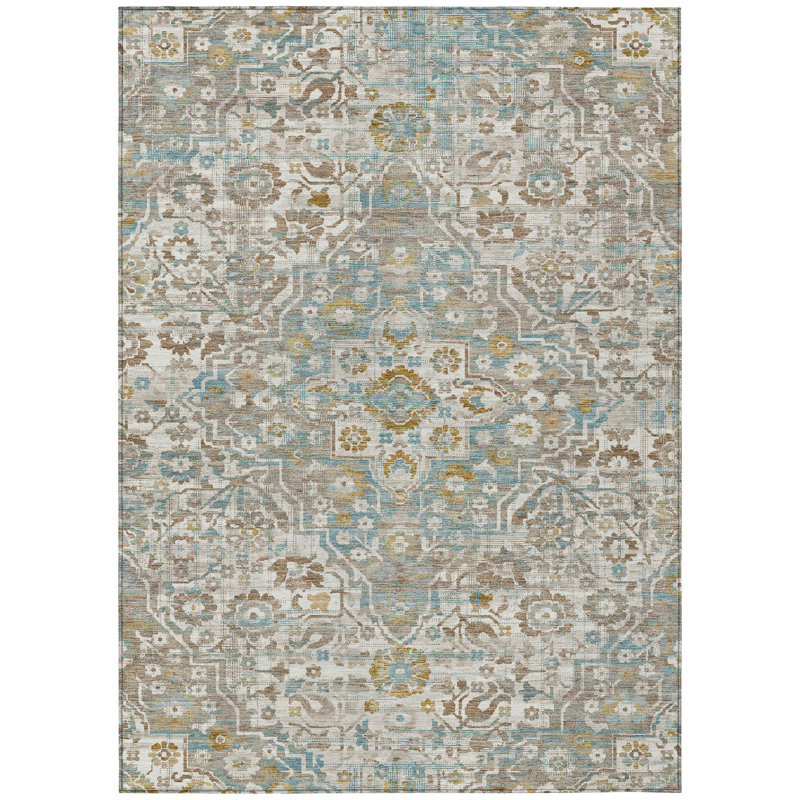 Machine Washable Indoor/Outdoor Chantille ACN2782 Global Rug, 8' x 10', Ivory
