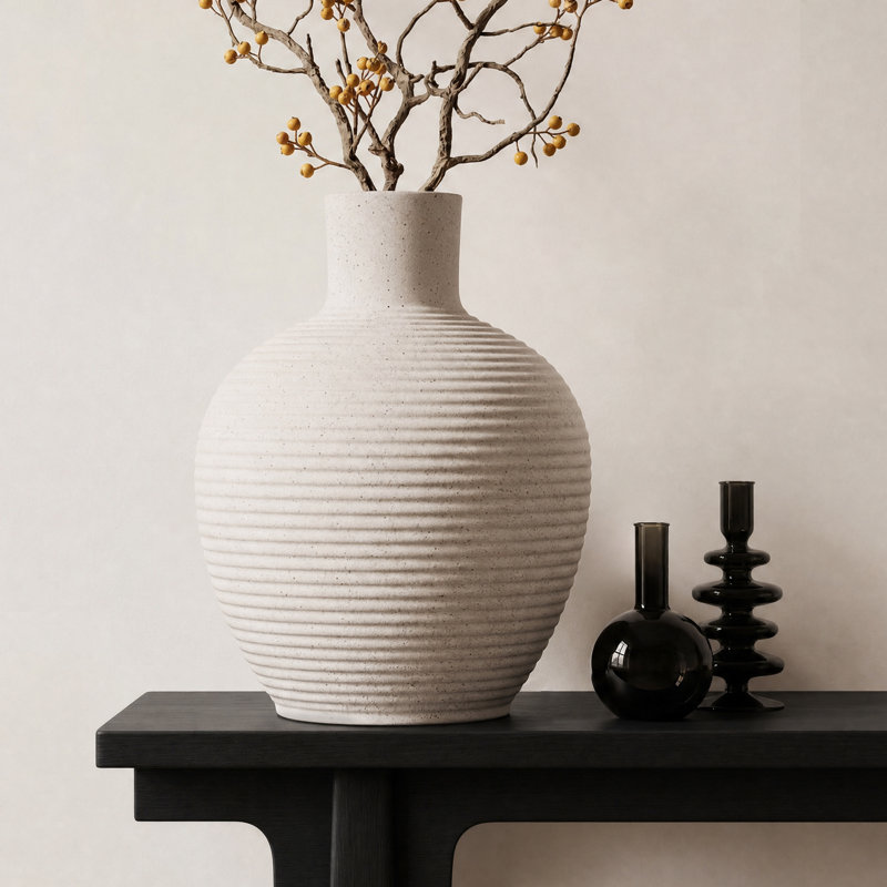 Vase décoratif en oxyde de magnésium fabriqué à la main Wabi-Sabi, 16.73"