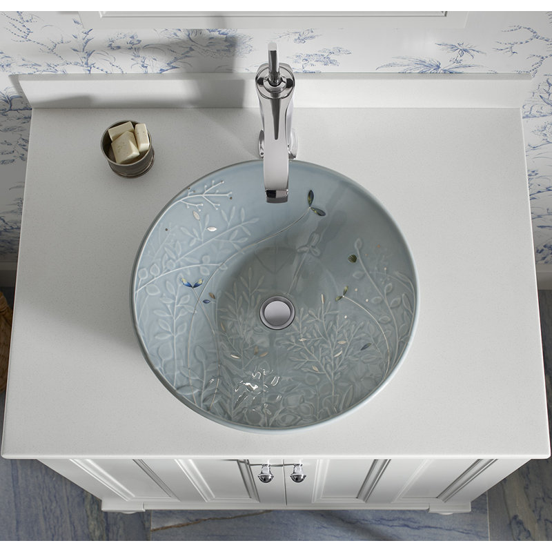 Gilded Meadow™ Ceramic Circular Vessel Bathroom Sink, Gold