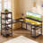 Amberann Adjustable L-Shaped Metal Base Computer Desk with Power Outlet