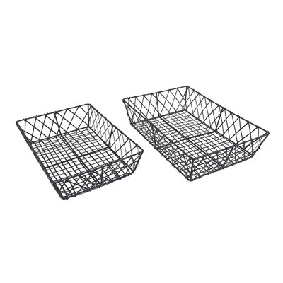 S/2 Rectangular Iron Trays,Black