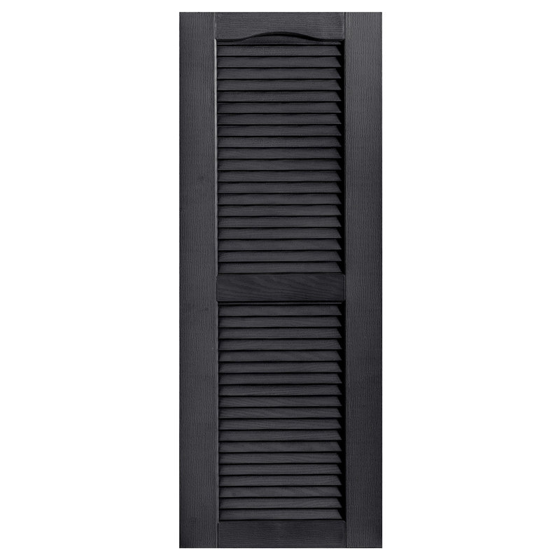 Cathedral Top Custom Open Louver Shutters Pair, 35" H x 18" W x 1" D, Black