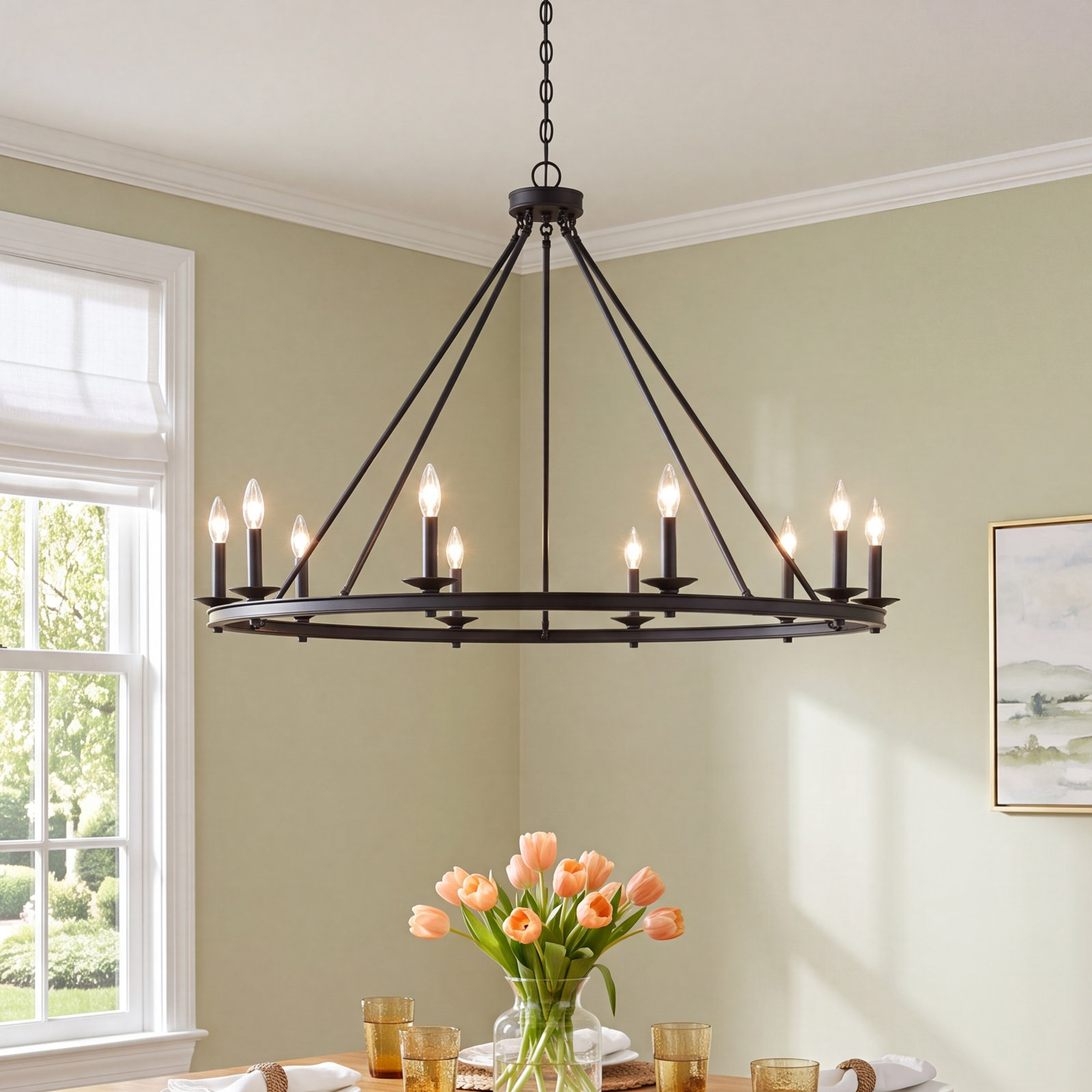 Poynor 10-Light Chandelier, Matte Black