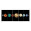 Planète dans le noir, système solaire, ensemble de 5 impressions sur toiles