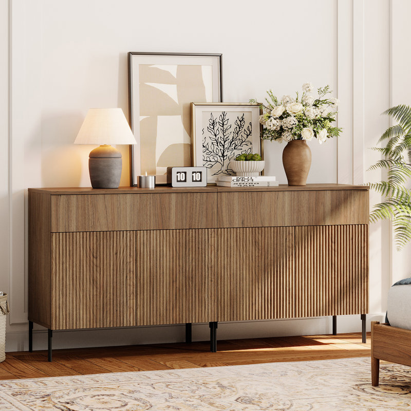 Commode à tiroirs en bois de 63 po Union Rustic pour ensemble de chambre à coucher, armoire moderne minimaliste et rangement