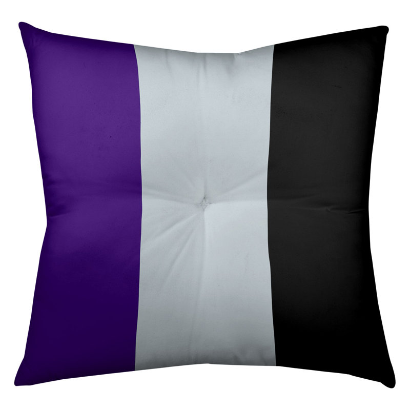 Striped Reversible Throw Pillow, 7" x 26", Purple/Silver/Black