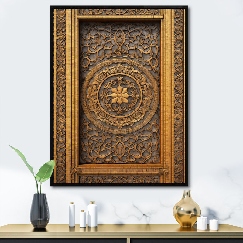 Vieille porte en bois sculpté II - porte de ferme, impressions sur toile florales, H 32 po x l 16 po x P 1 po