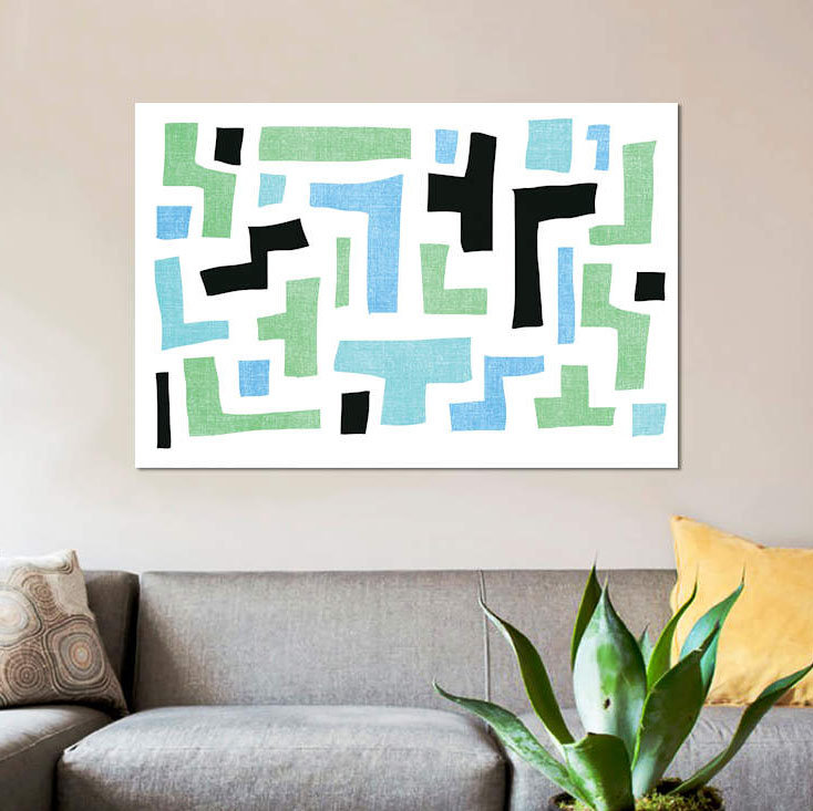 «Geo I», impression sur toile, H 26 po x l 40 po x P 1,5 po, Pas de tapis, Toile tendue