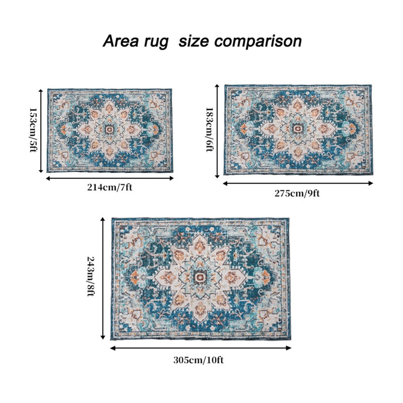 Vintage Bohemia Large Persian Non-slip Washable Area Rug, Rectangle 8' x 10'