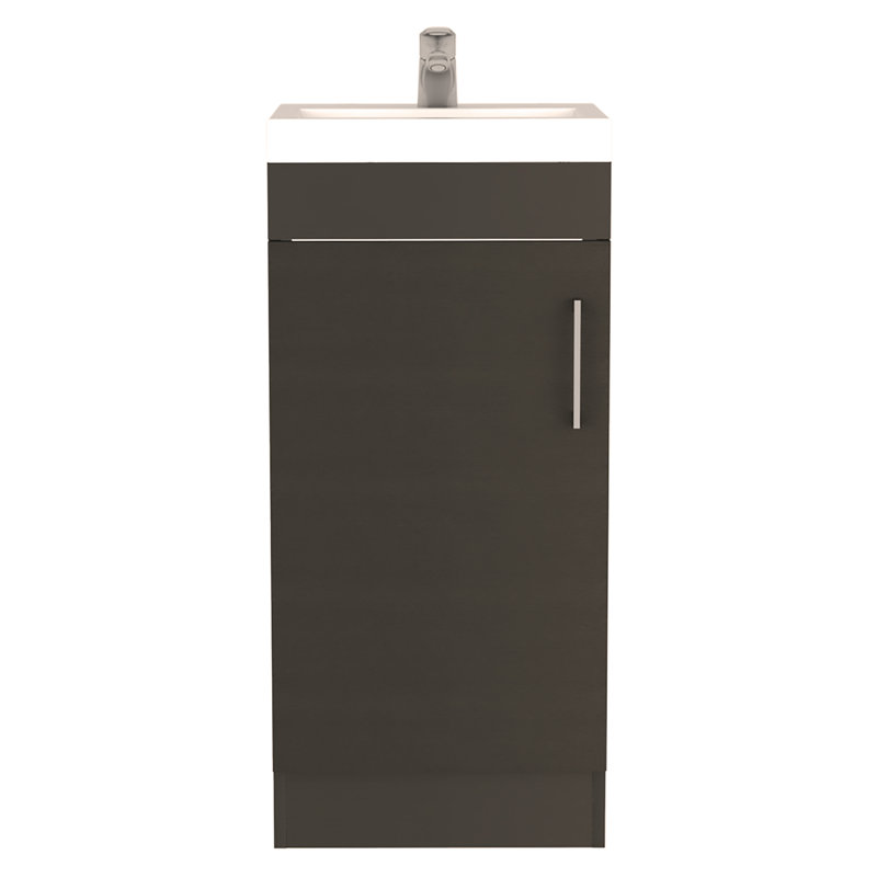 Meuble-lavabo Madrid, poignée en métal, armoire à une porte, Noir