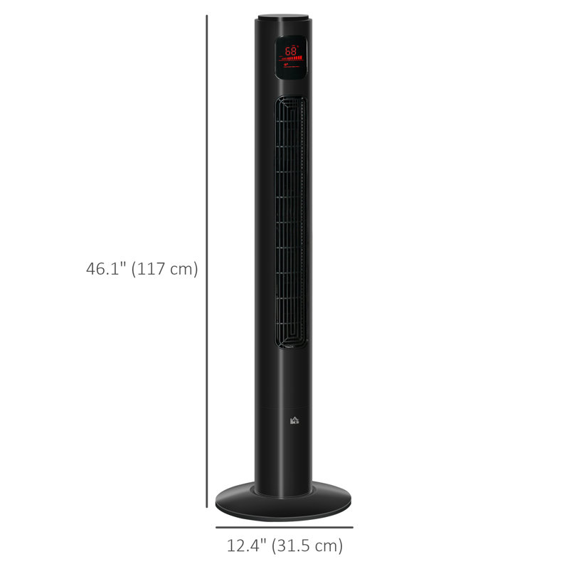 Ventilateur tour autoportant HOMcom pour chambre à coucher à domicile avec oscillateur, 3 vitesses, minuterie 12H, panneau de capteur à DEL, télécommande