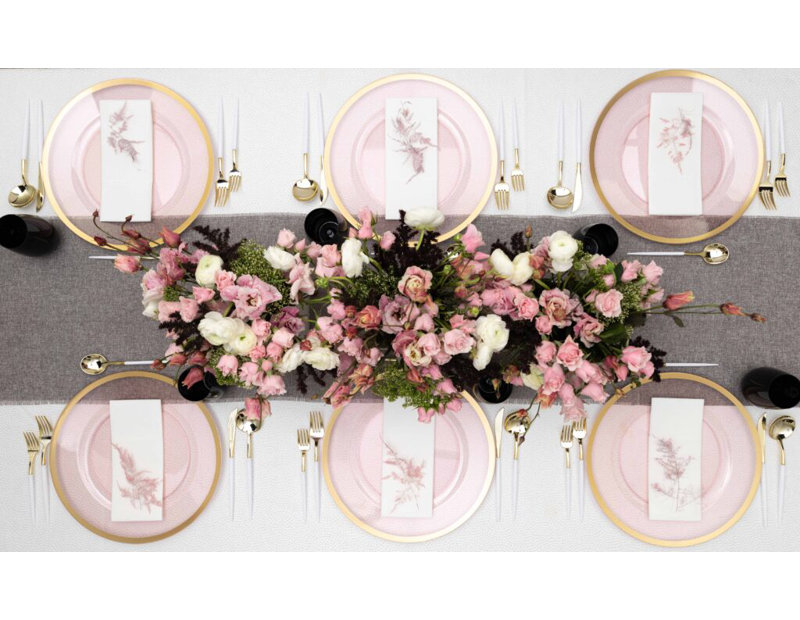 Assiettes rondes translucides 13 pouces avec bordure dorée 20 personnes Ecoqualité, 20