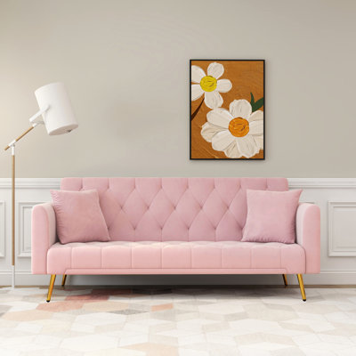 Linndale Modern 71.2” Velvet Couch Folding Tufted Sofa Bed for Living Room and Bedroom