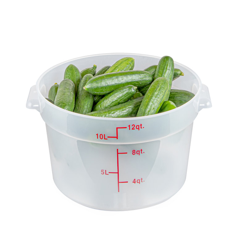 Contenant alimentaire de 12 pintes Met Lux, 1 contenant de rangement - couvercles vendus séparément, marqueurs de volume rouges, boîte à vaisselle, poignées latérales, pour ranger les aliments