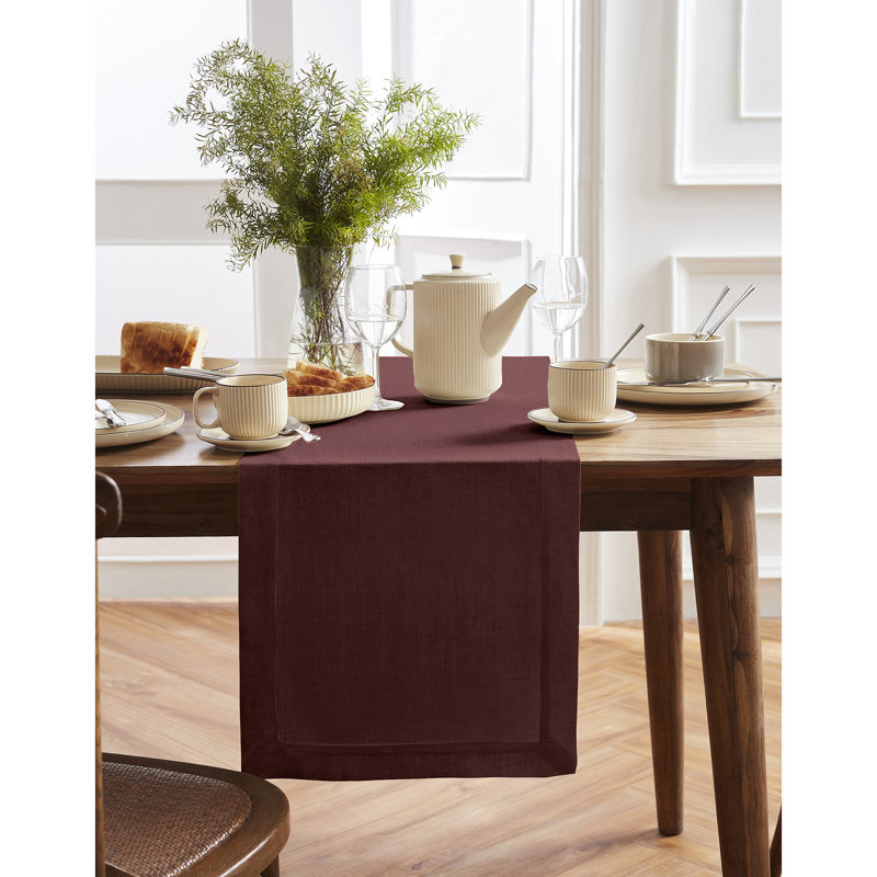 Sonoma - 100% Pure Linen Table Runner (Pre-Washed), 72" x 14", Cordovan