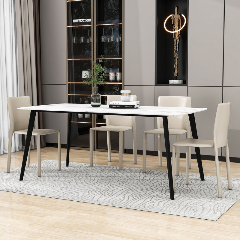 Tranesha Porcelain Dining Table, Ceramic Table for Dining Room, 35" W x 71" L
