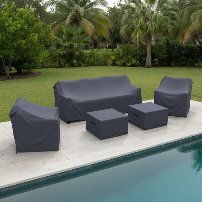 All-Weather PE Rattan Outdoor Conversation Sets Patio Furniture Covers