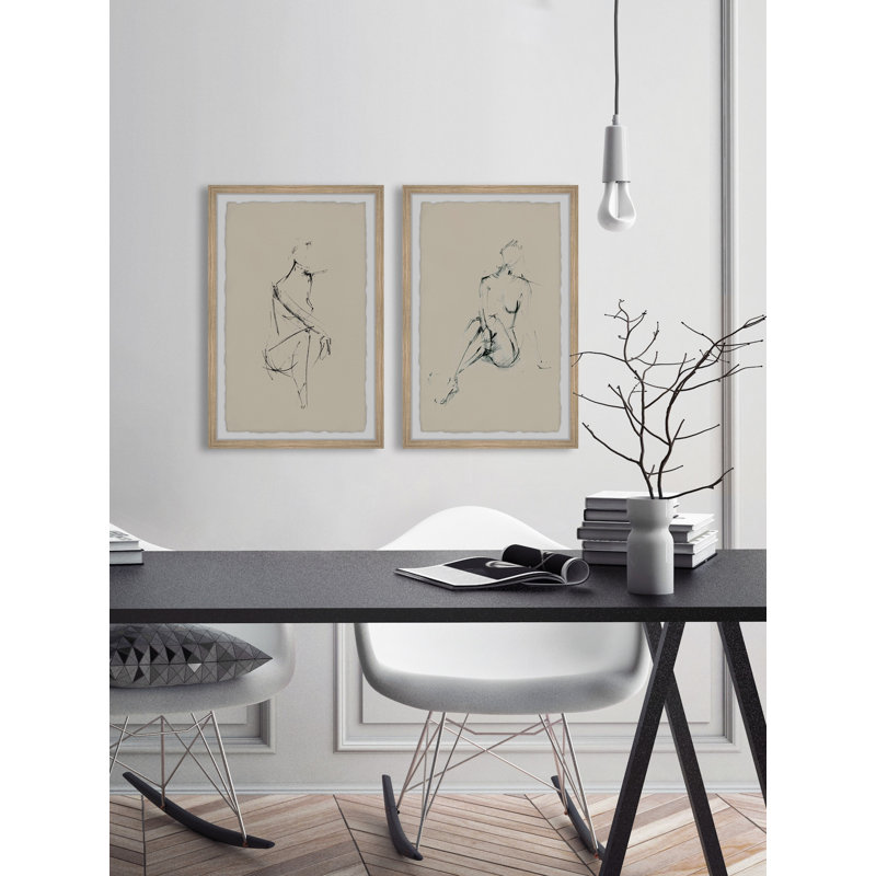 Woman Essentials by Marmont Hill - 2 Piece Single Picture Frame Drawing Print Set, 18" H x 12" W